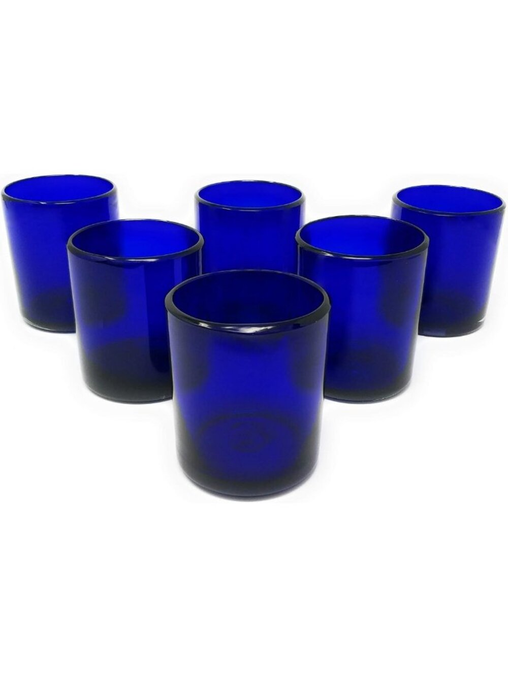 Vibrant Hand Blown Cobalt Tumbler Glasses - Set of 6 Colorful 10 oz Drinkware